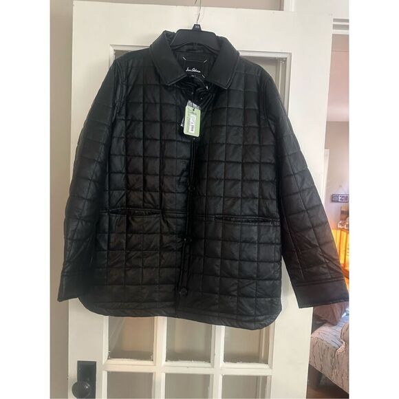 Sam Edelman Quilted PU Jacket black faux leather size Large - Picture 7 of 10